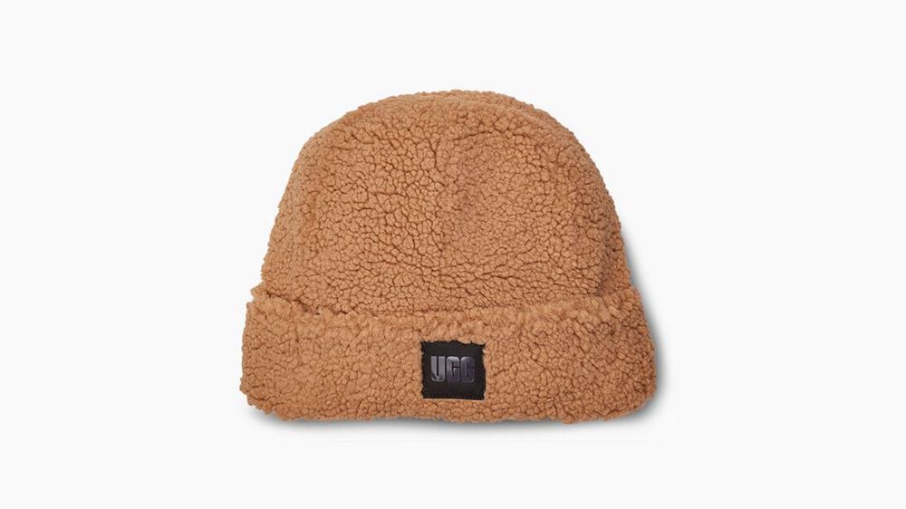 Ugg Beanies Womens - Ugg Sherpa Cuff Khaki - 370JSKBTG